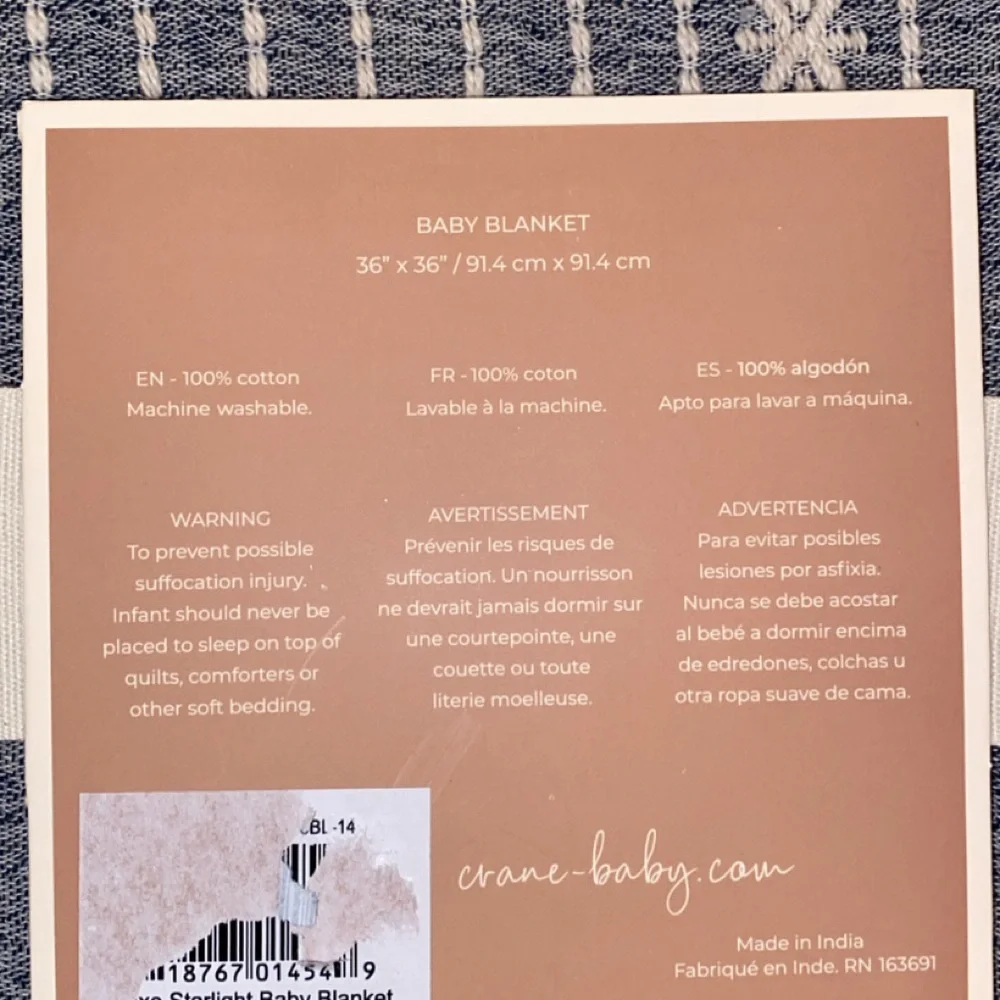 Crane Baby Blanket Striped Woven Cotton‎ Baby Blanket Neutral Decor 30x40 - Picture 5 of 5